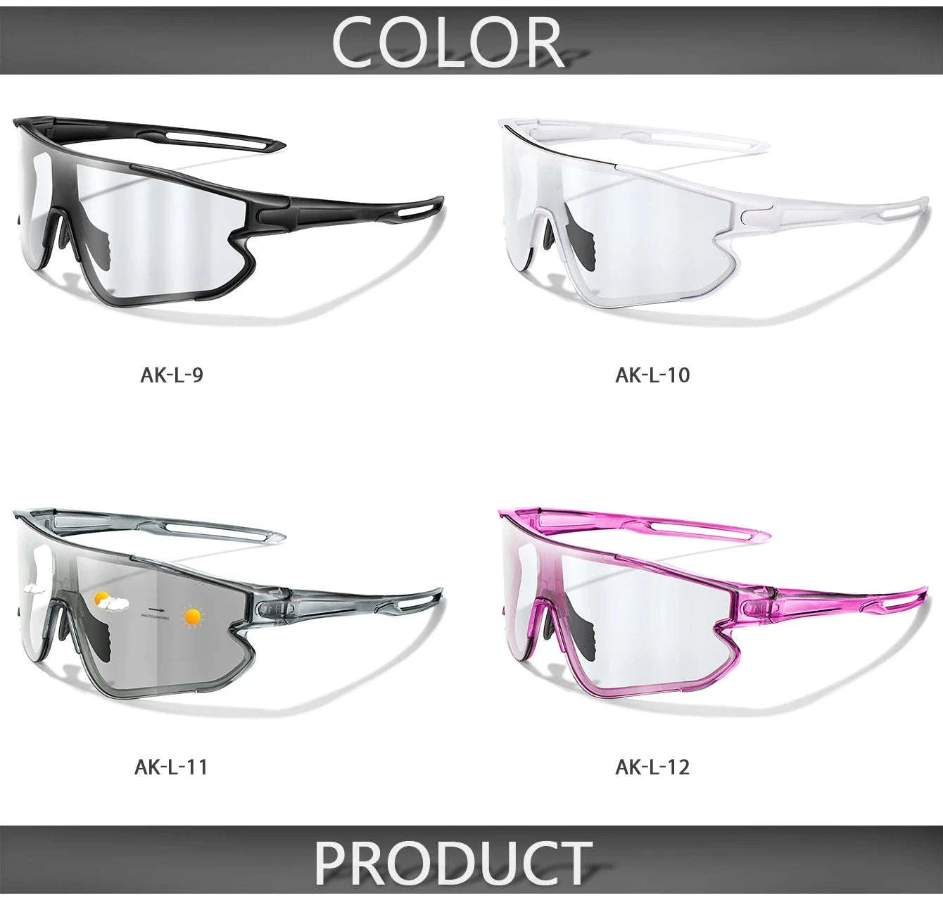 Men Women Photochromic Motorcycle Glasses for Outdoor Sports-AQ16 / China Mainland
