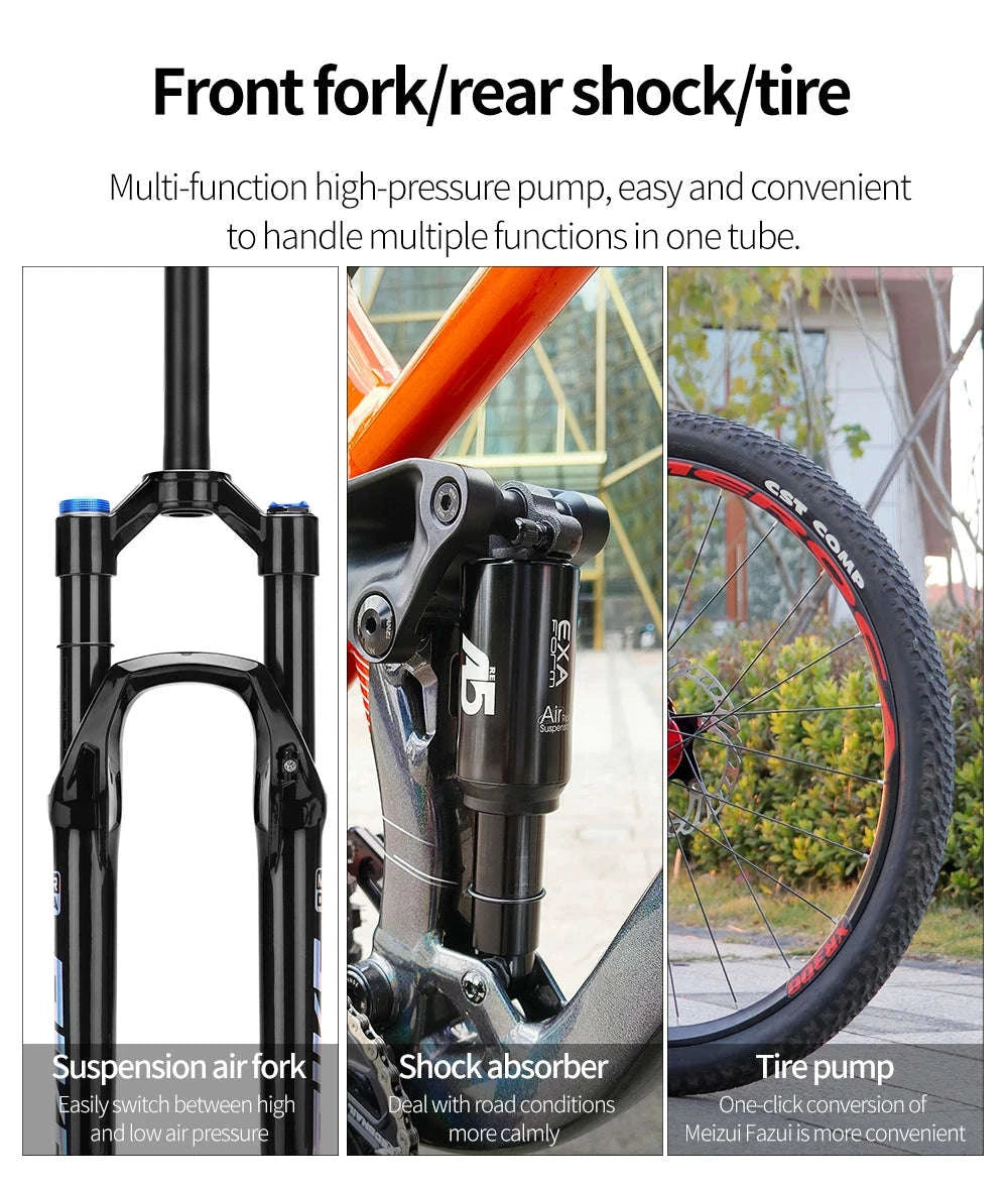 MEROCA MTB Pump 300psi High‑Pressure Bicycle Shock Pump-300PSI Pump 1Pcs