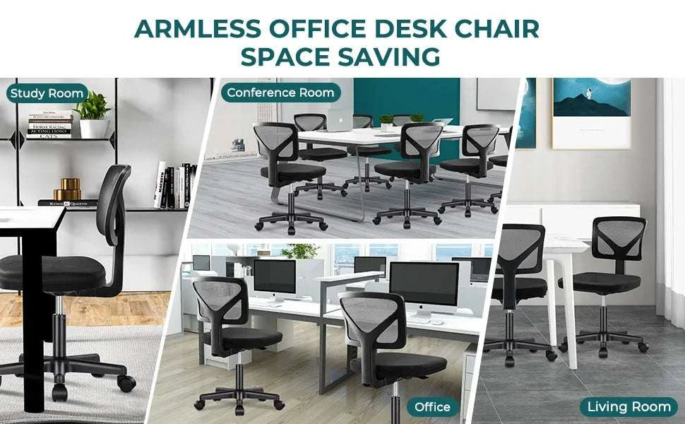 Mesh Armless Office Chair with Lumbar Support & Adjustable Height-black / United States
