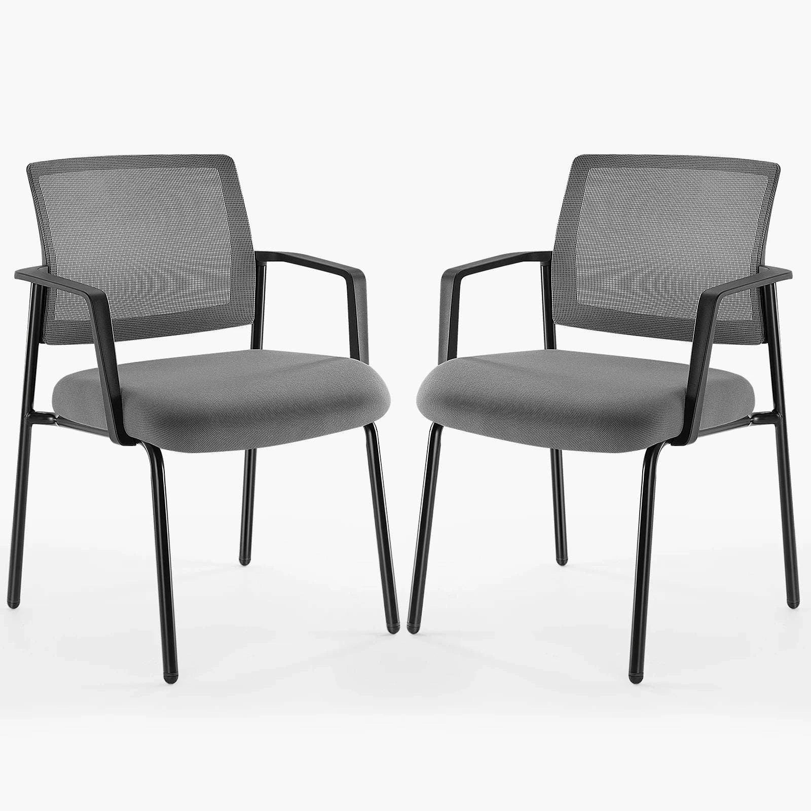 Mesh Back Stacking Office Chairs Set of 2 with Arms-black / United States