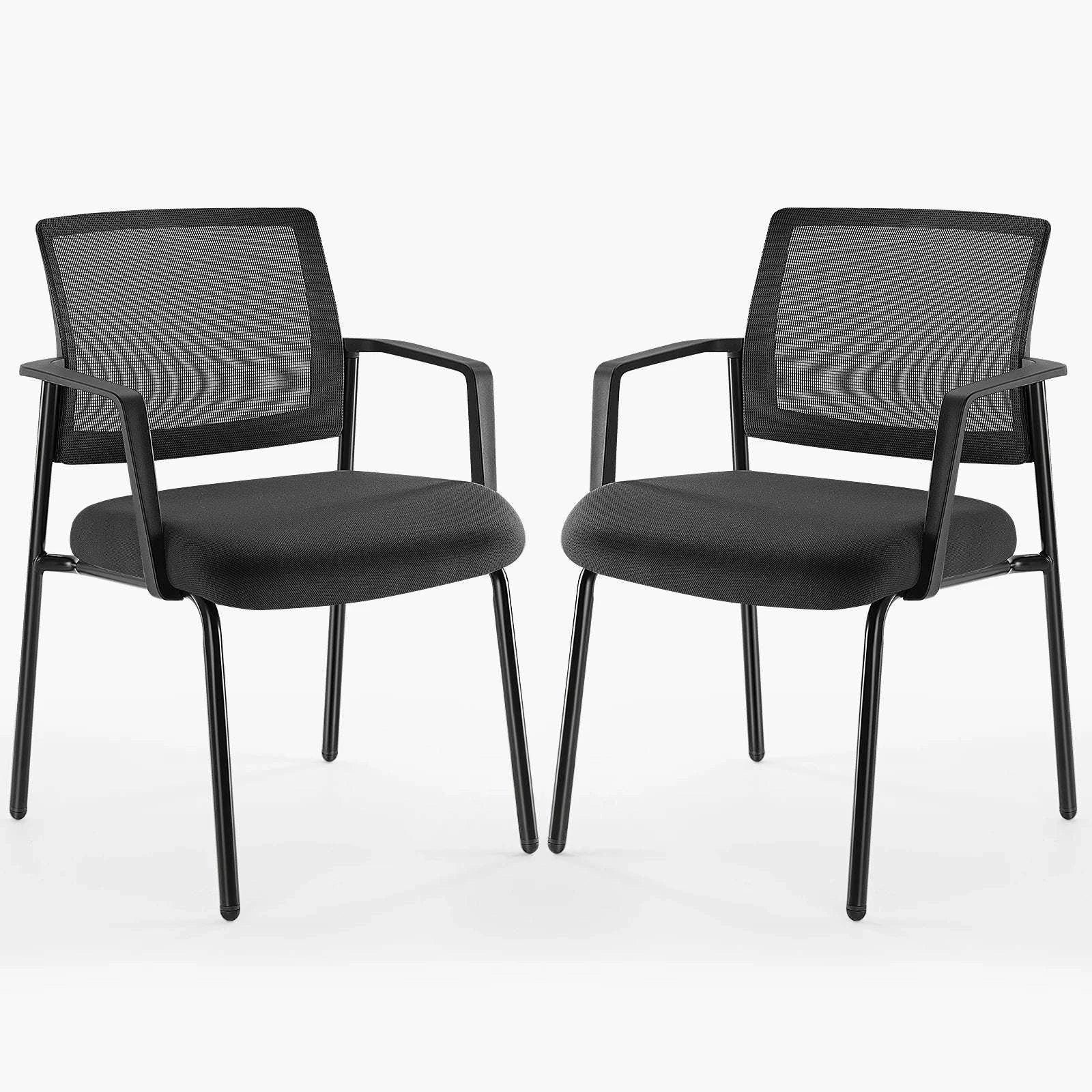 Mesh Back Stacking Office Chairs Set of 2 with Arms-black / United States