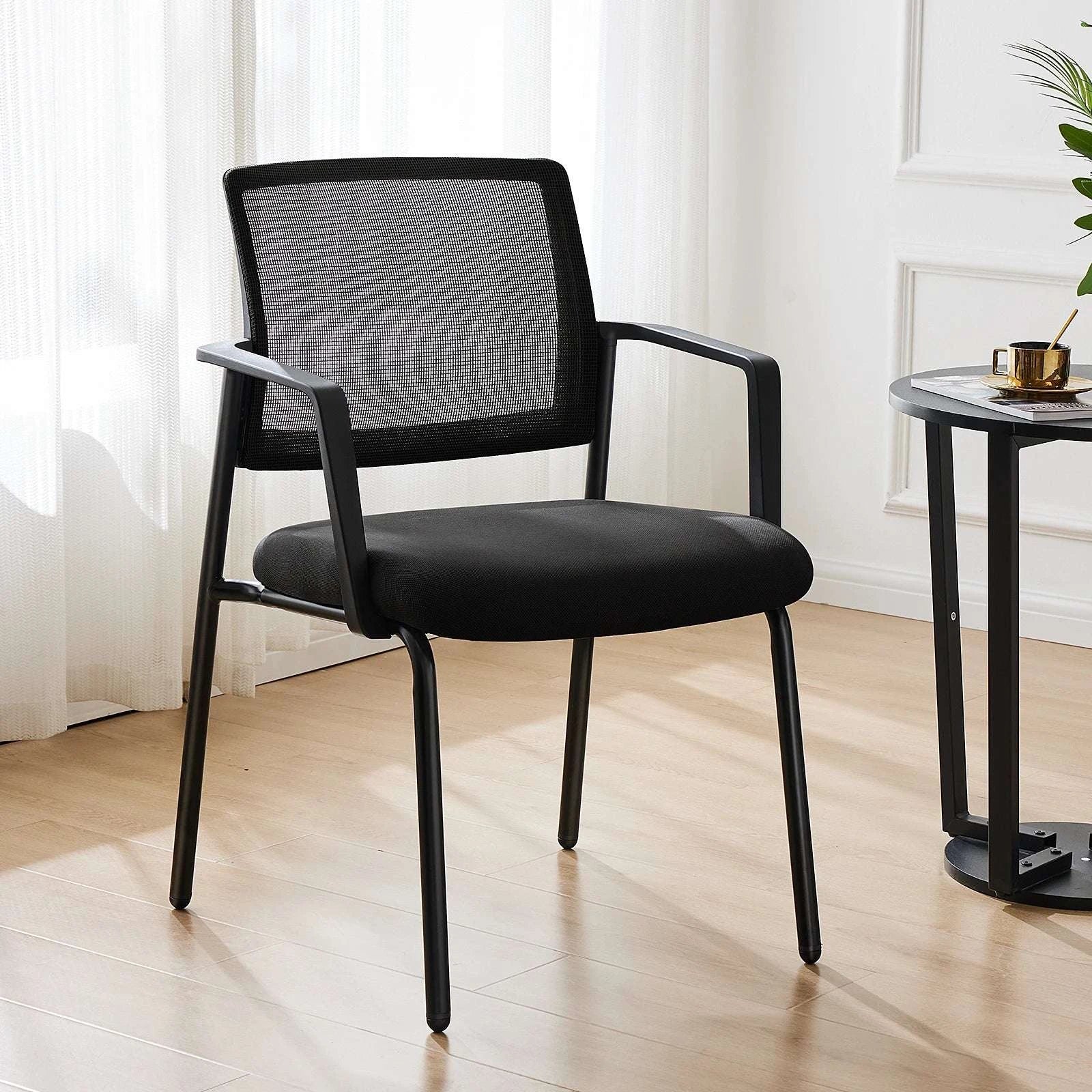 Mesh Back Stacking Office Chairs Set of 2 with Arms-black / United States