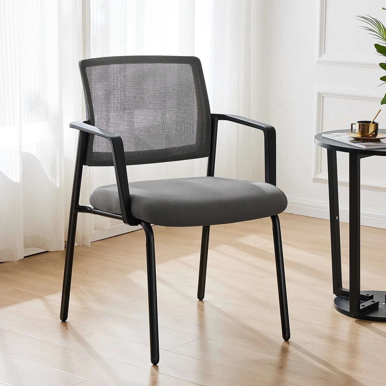 Mesh Back Stacking Office Chairs Set of 2 with Arms-black / United States