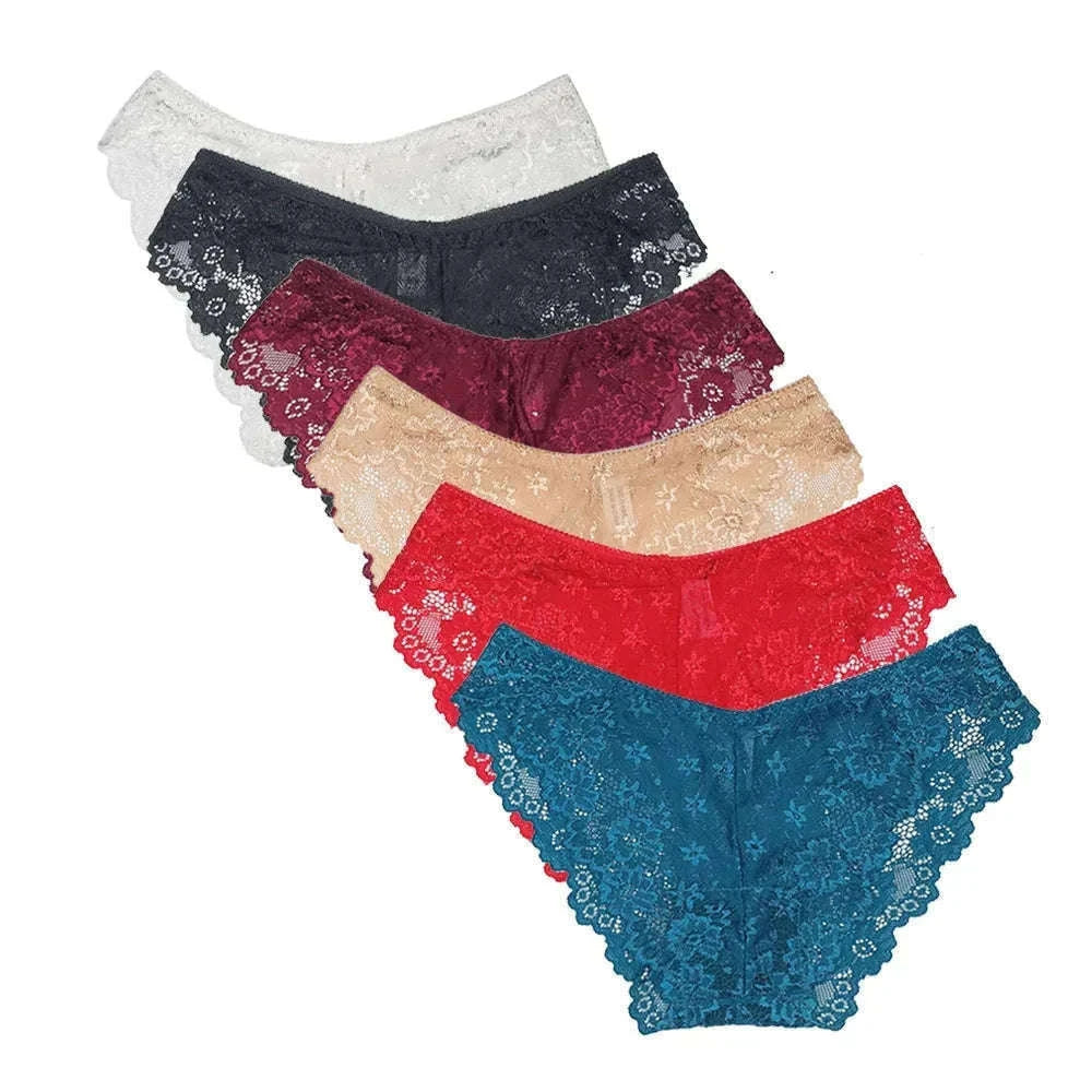Mesh Lace Panties Set 5 Pack for Everyday Comfort-3004 / XXL(80-90kg) / 5pcs