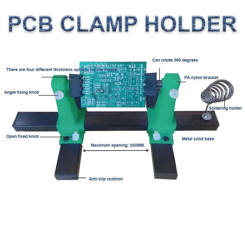 Metal 360° Rotation Adjustable PCB Holder Jig Soldering Stand Clamp-1 set / China Mainland