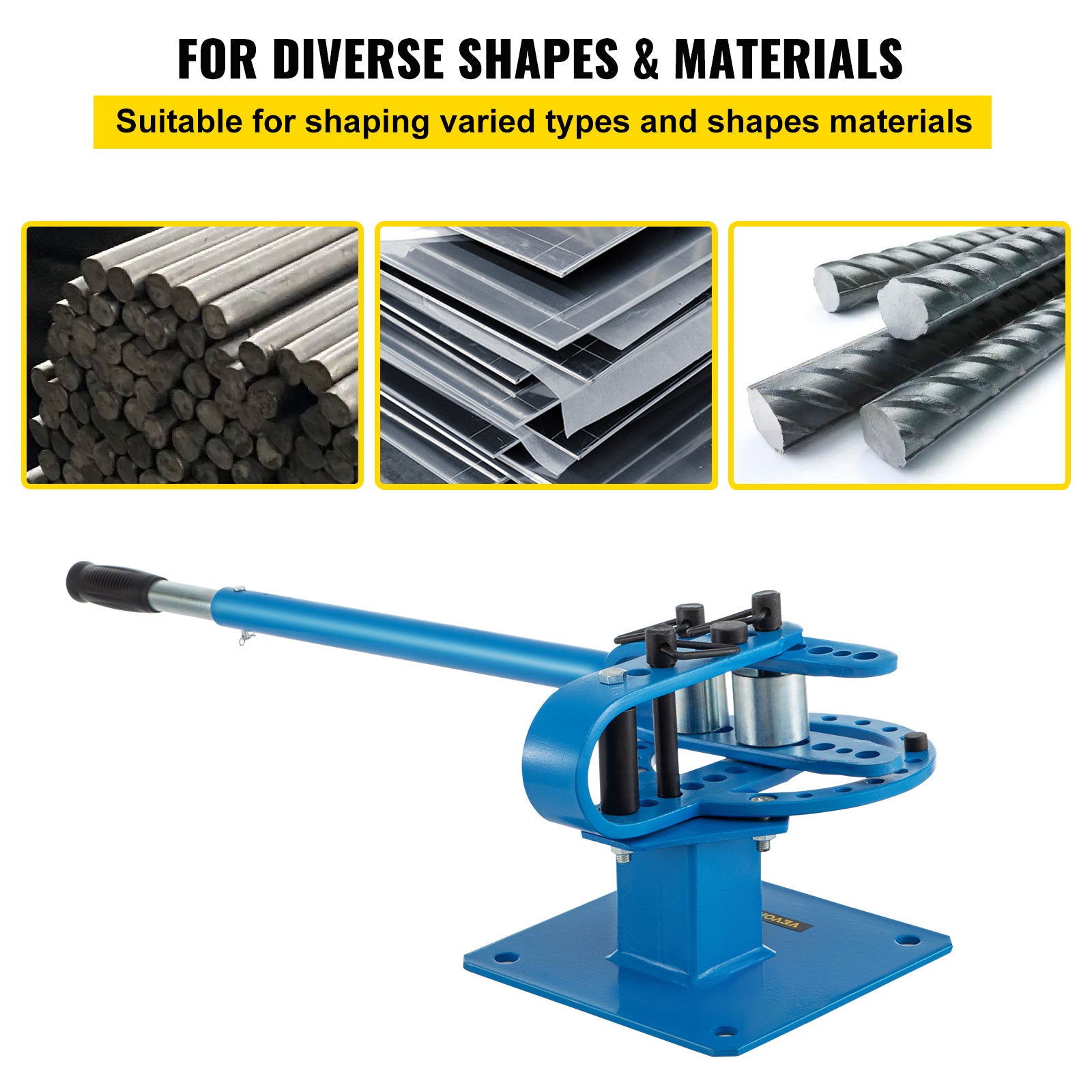 Manual Pipe Bender with 7 Dies 1–3in Bench Metal Bending Tool