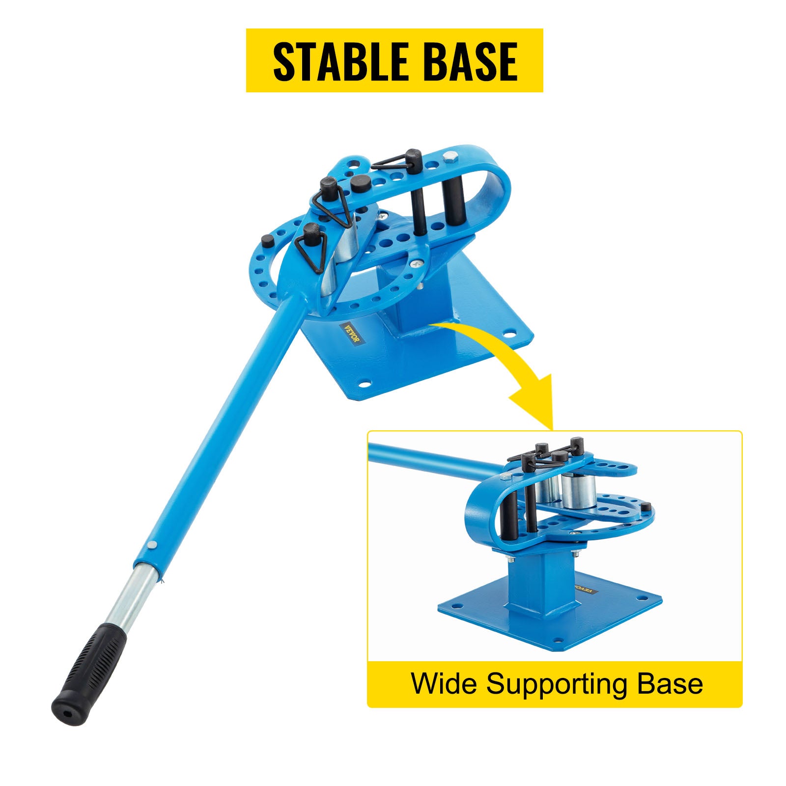 Manual Pipe Bender with 7 Dies 1–3in Bench Metal Bending Tool
