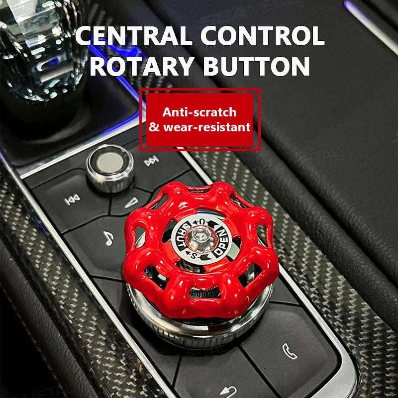 Metal Car Knob Decoration Red Self-Adhesive Interior Trim-Red