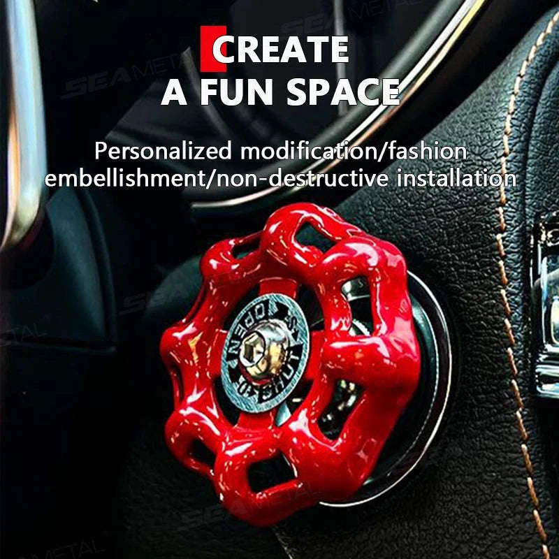 Metal Car Knob Decoration Red Self-Adhesive Interior Trim-Red