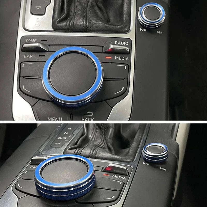 Metal Center Console Volume Knob Trim Ring for Audi A3 S3-Australia / Silver