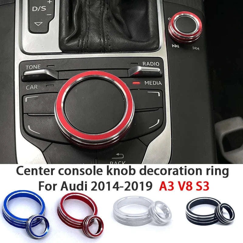 Metal Center Console Volume Knob Trim Ring for Audi A3 S3-Australia / Silver