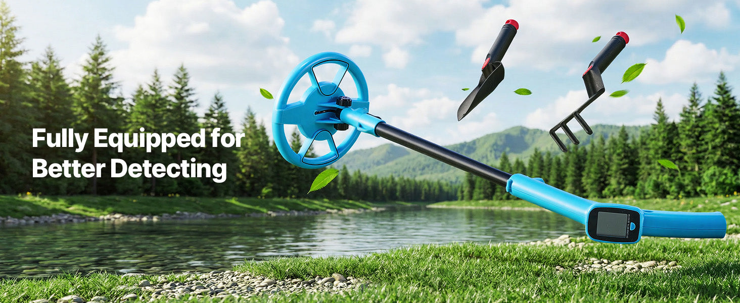 SucceBuy Metal Detector 4" Lightweight LCD 6" IP68 Waterproof Search Coil Adjustable 25.6-36.6" Accuracy For Gold Exploration