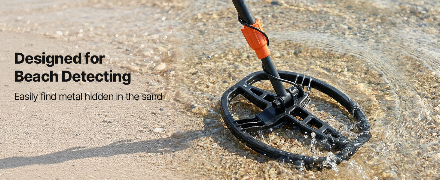 SucceBuy 10-Zoll-Metalldetektor für Erwachsene mit Display, Kopfhörer, 5 Modi, verstellbare Länge zur Goldsuche und Schatzsuche