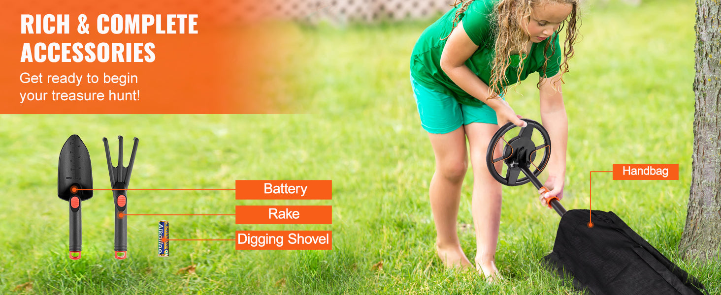 Kids Metal Detector 6" Waterproof Coil with LCD & Adjustable Handle