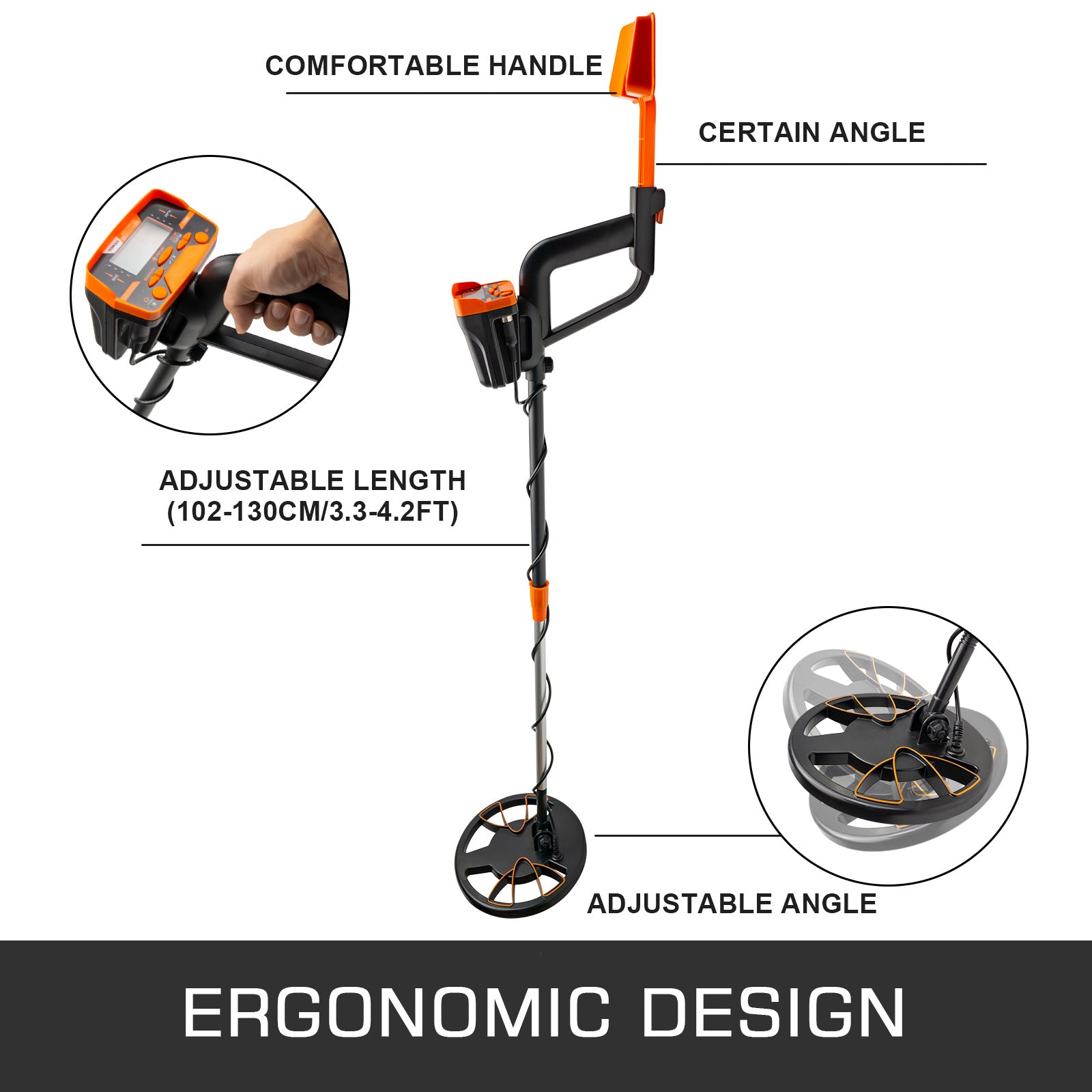 Waterproof Metal Detector with LCD Display & Adjustable Shaft