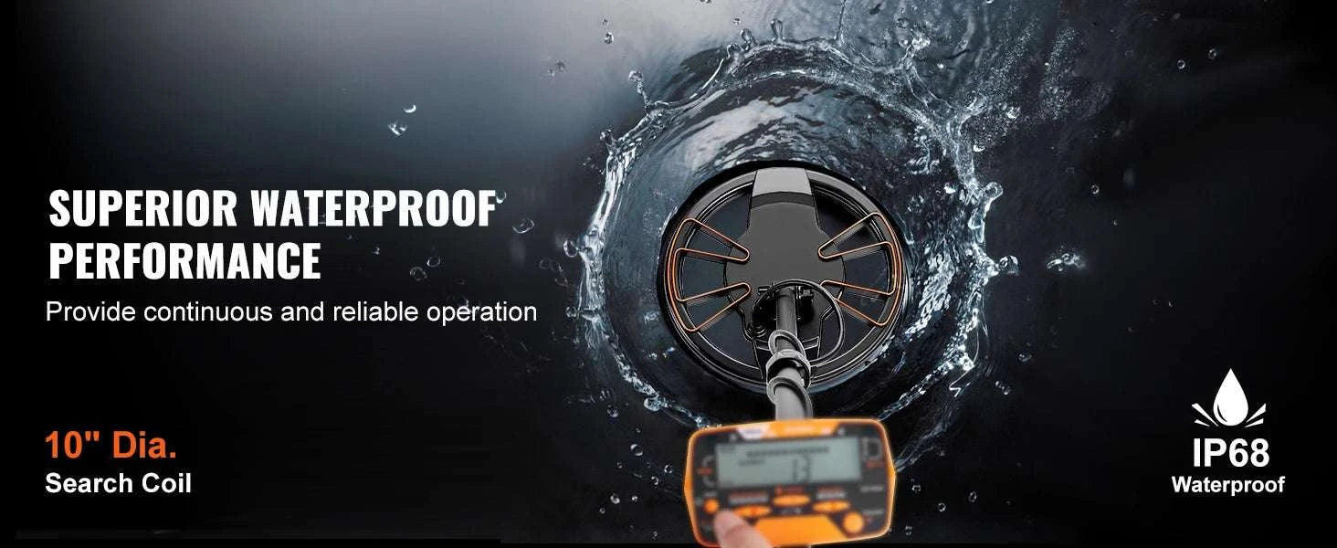 Metal Detector with 10" Waterproof Coil, LCD & 7 Detection Modes-10 Inch Search Coil / United States