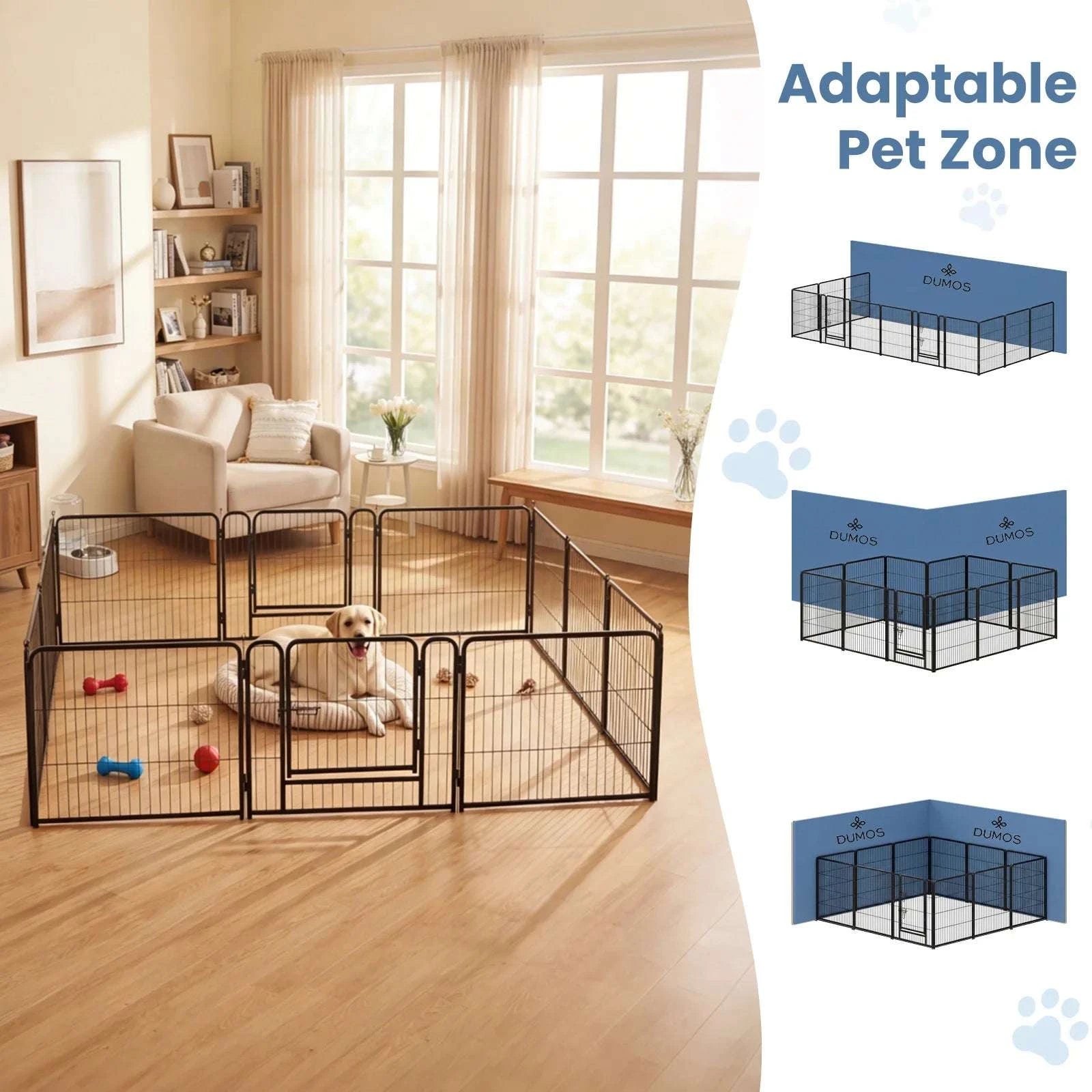Metal Dog Playpen with Door 12 Panels Foldable Indoor Outdoor-32 Inch / United States