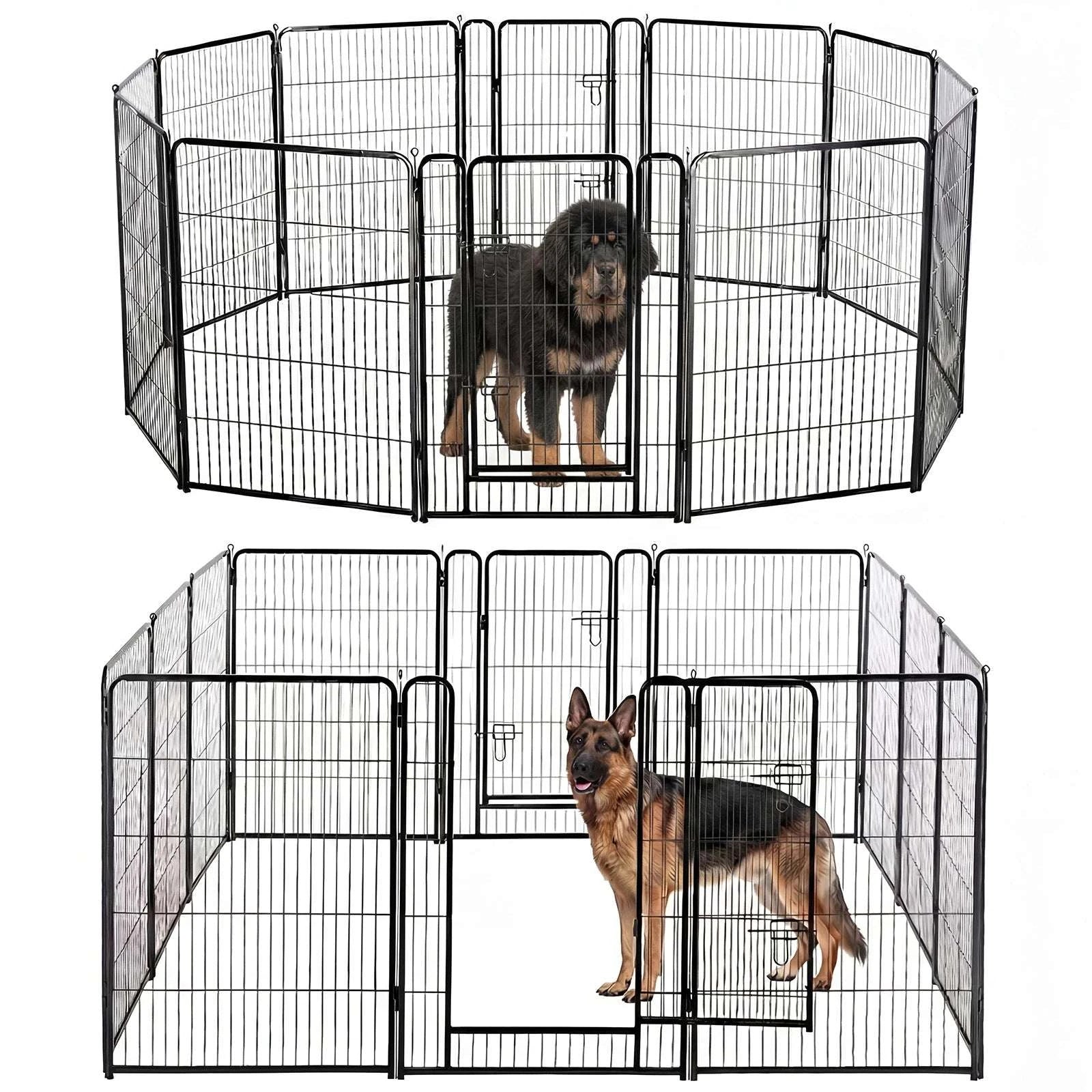 Metal Dog Playpen with Door 12 Panels Foldable Indoor Outdoor-32 Inch / United States