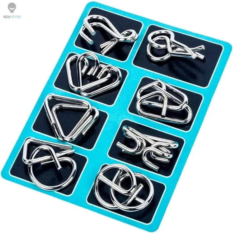 Metal Montessori Wire Puzzle Set – 8-Piece Brain‑Teasing Educational Toy for All Ages-Yellow