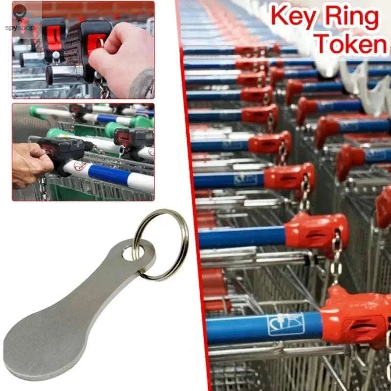 Metal Shopping Cart Token Keychain with Quick-Release Design-Silver / 1pcs