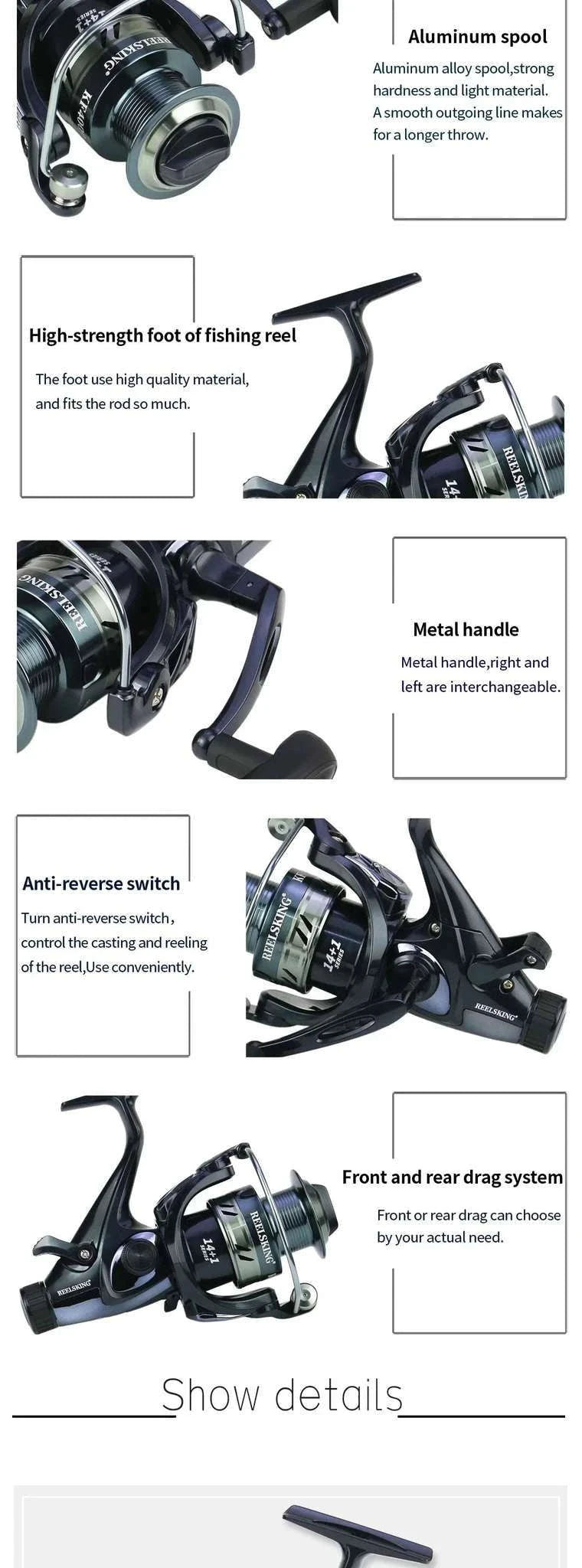Metal Spinning Fishing Reel with Dual Brake System for Carp & Saltwater-4000 Series