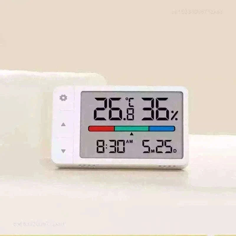 MiaoMiaoCe Thermometer Hygrometer Weather Station with Clock-White