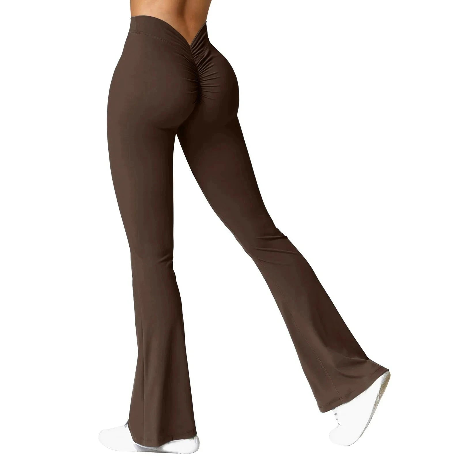 Micro Horn Leggings with V-Back Shaping and Flare Fit-GRAY / S