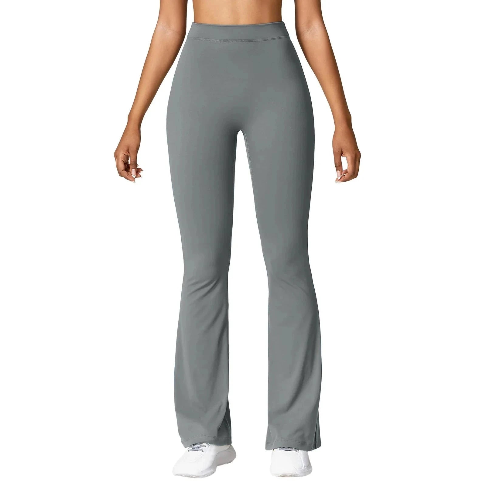 Micro Horn Leggings with V-Back Shaping and Flare Fit-GRAY / S