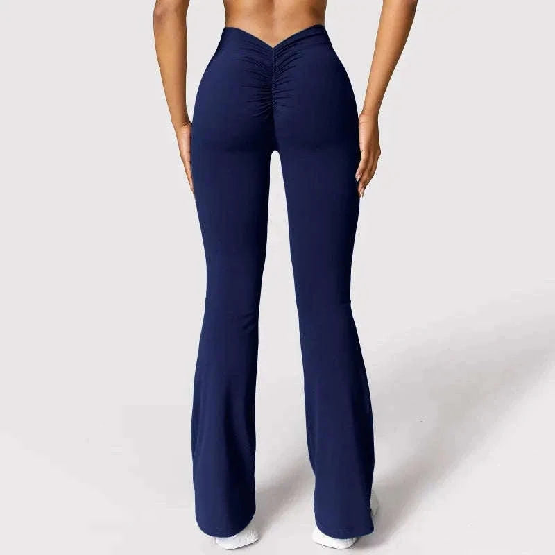 Micro Horn Leggings with V-Back Shaping and Flare Fit-GRAY / S