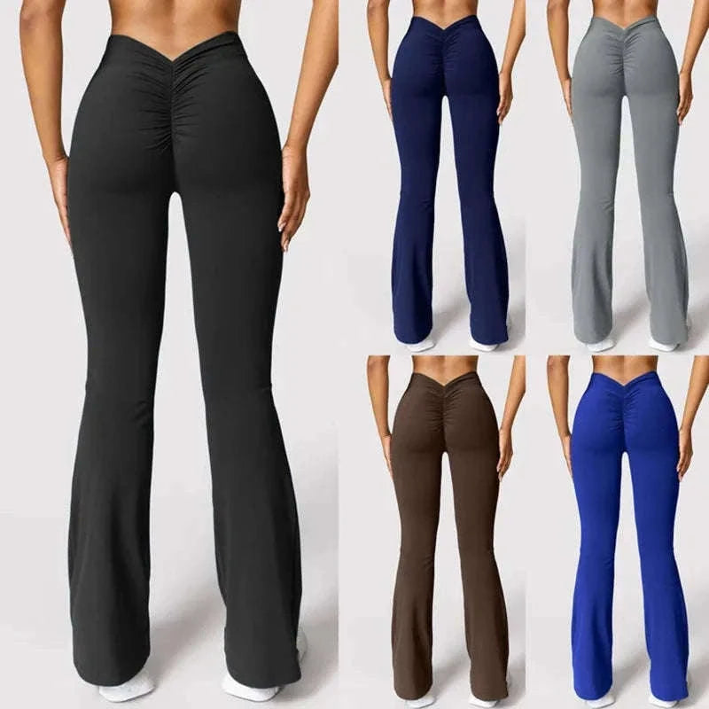 Micro Horn Leggings with V-Back Shaping and Flare Fit-GRAY / S
