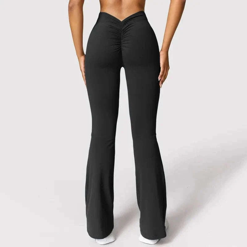 Micro Horn Leggings with V-Back Shaping and Flare Fit-GRAY / S
