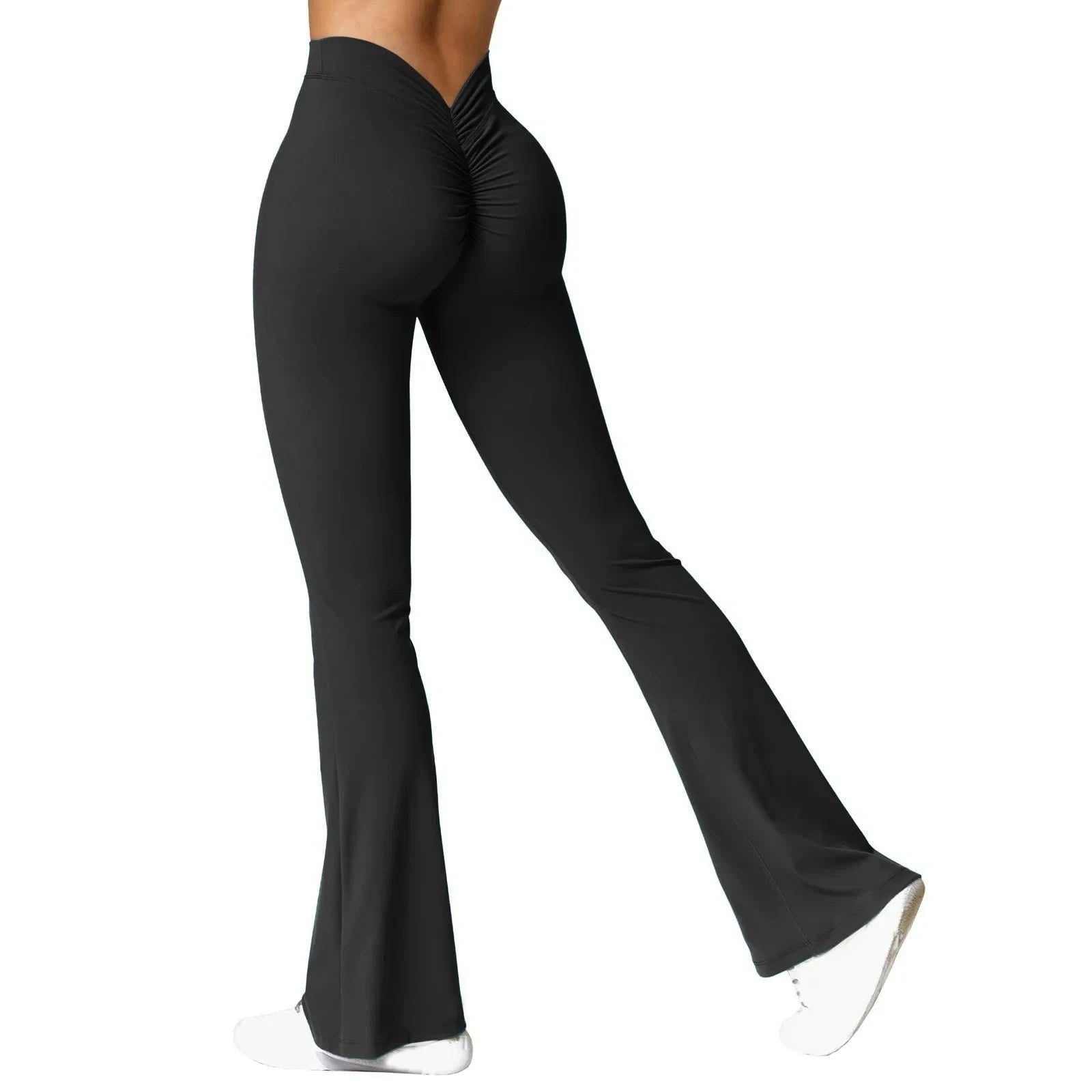 Micro Horn Leggings with V-Back Shaping and Flare Fit-GRAY / S