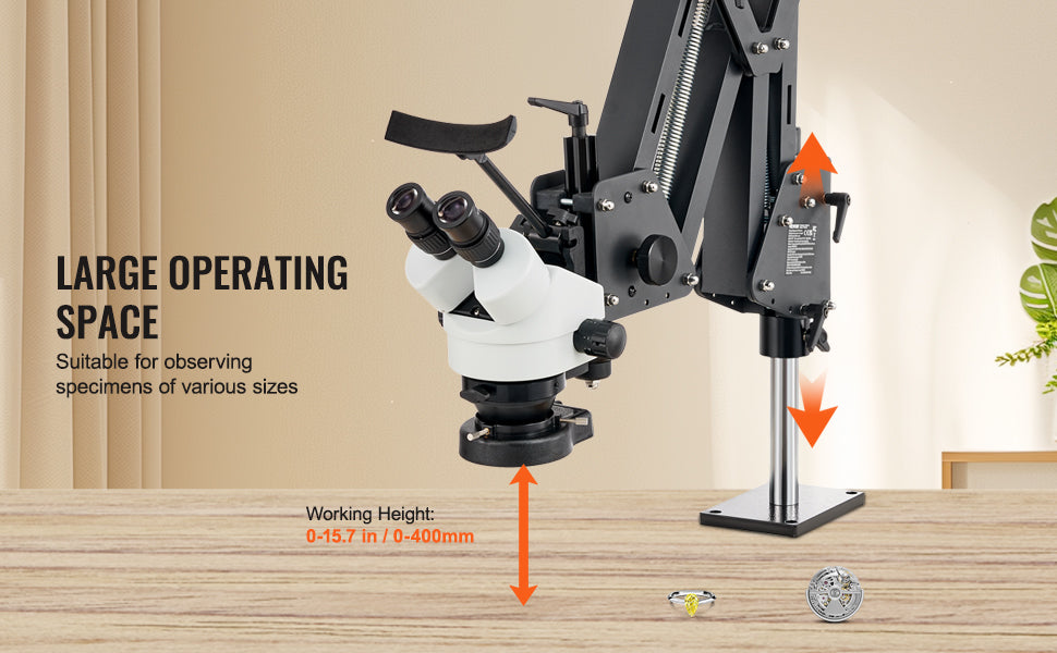 Microscope à bijoux multidirectionnel 7X–45X avec anneau lumineux LED