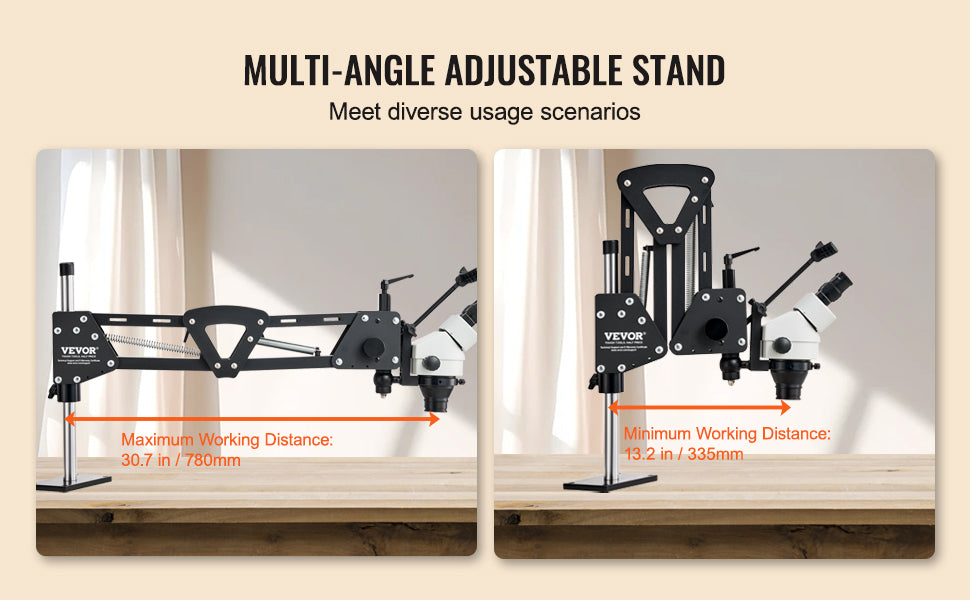 Microscope à bijoux multidirectionnel 7X–45X avec anneau lumineux LED