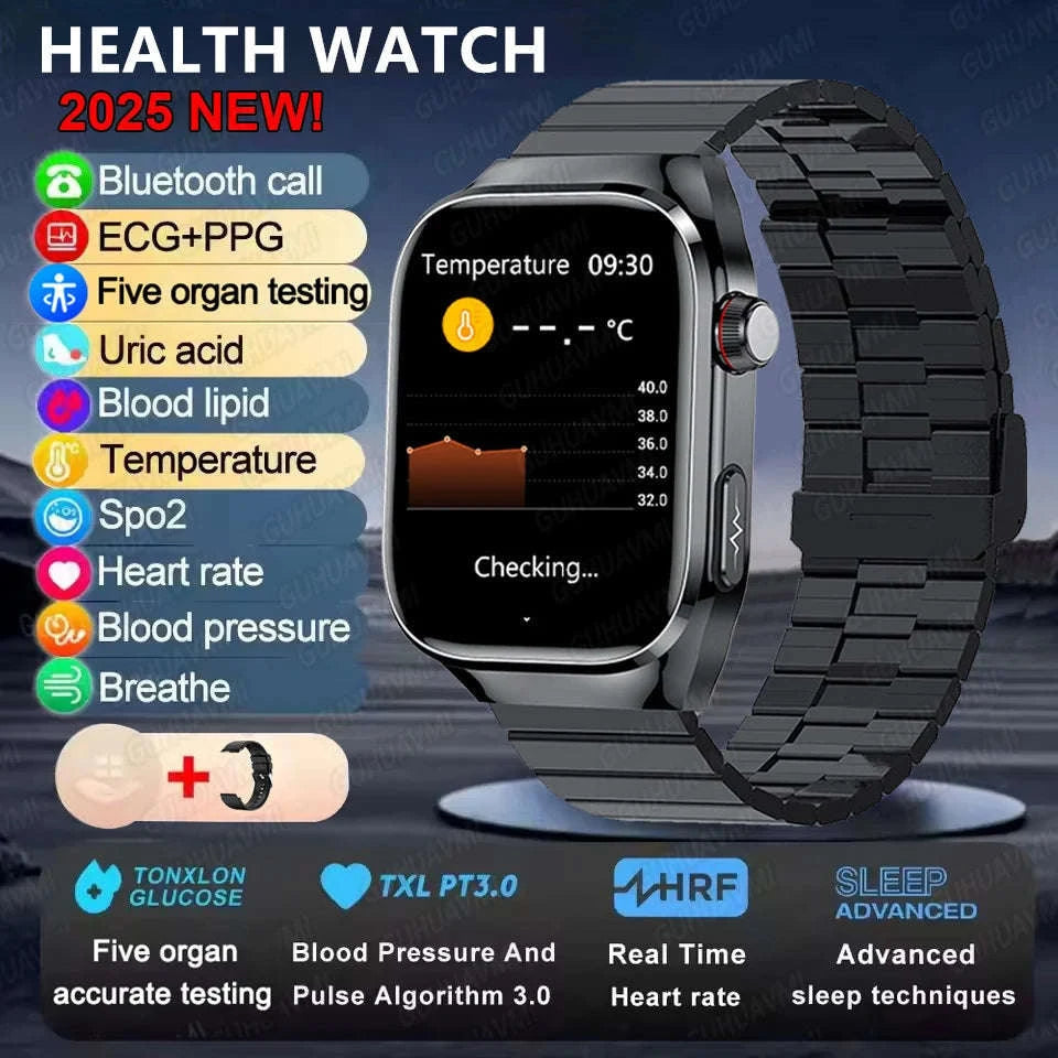 Micro Physical Examination Smart Watch for Men-Black Steel B 2A / AI Health report