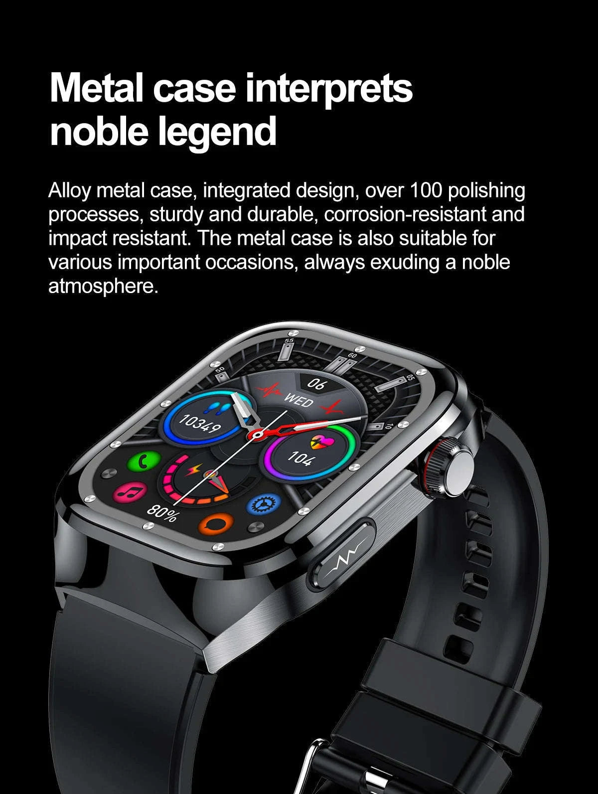 Micro Physical Examination Smart Watch for Men-Black Steel B 2A / AI Health report