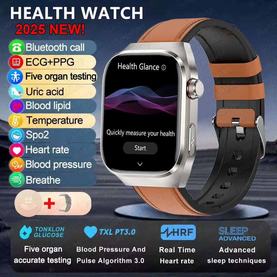 Micro Physical Examination Smart Watch for Men-Black Steel B 2A / AI Health report