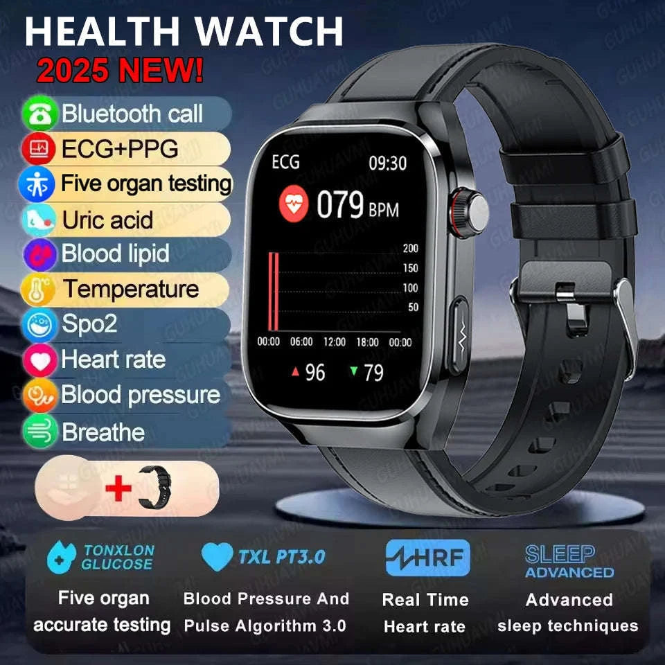 Micro Physical Examination Smart Watch for Men-Black Steel B 2A / AI Health report