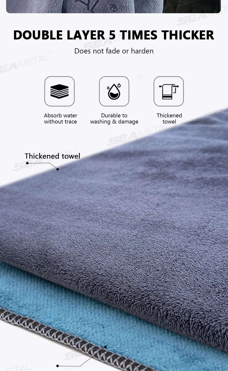 Microfiber Car Wash Towel 160×60 cm Double‑Sided Drying Cloth-Upgrade type