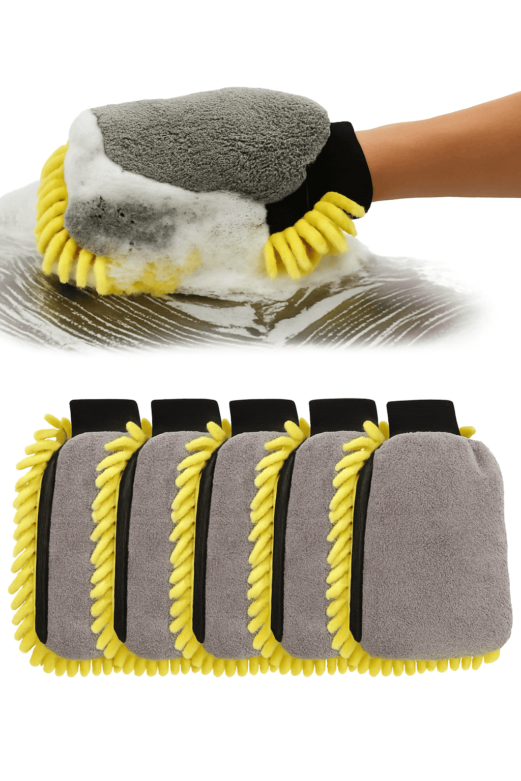Microfiber Car Washing Gloves for Gentle, Thorough Cleaning-Blue / 3pcs