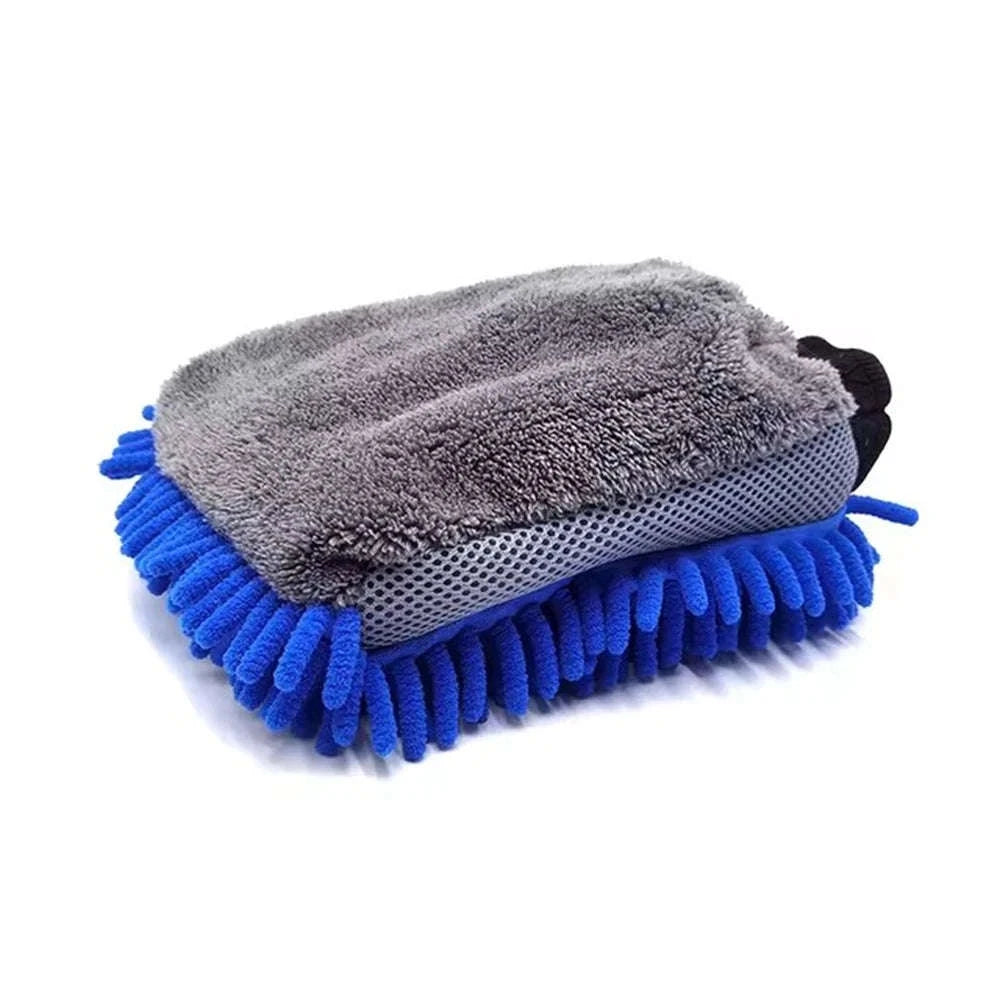 Microfiber Car Washing Gloves – Ultra‑Soft Chenille Mitts-Blue / 3pcs