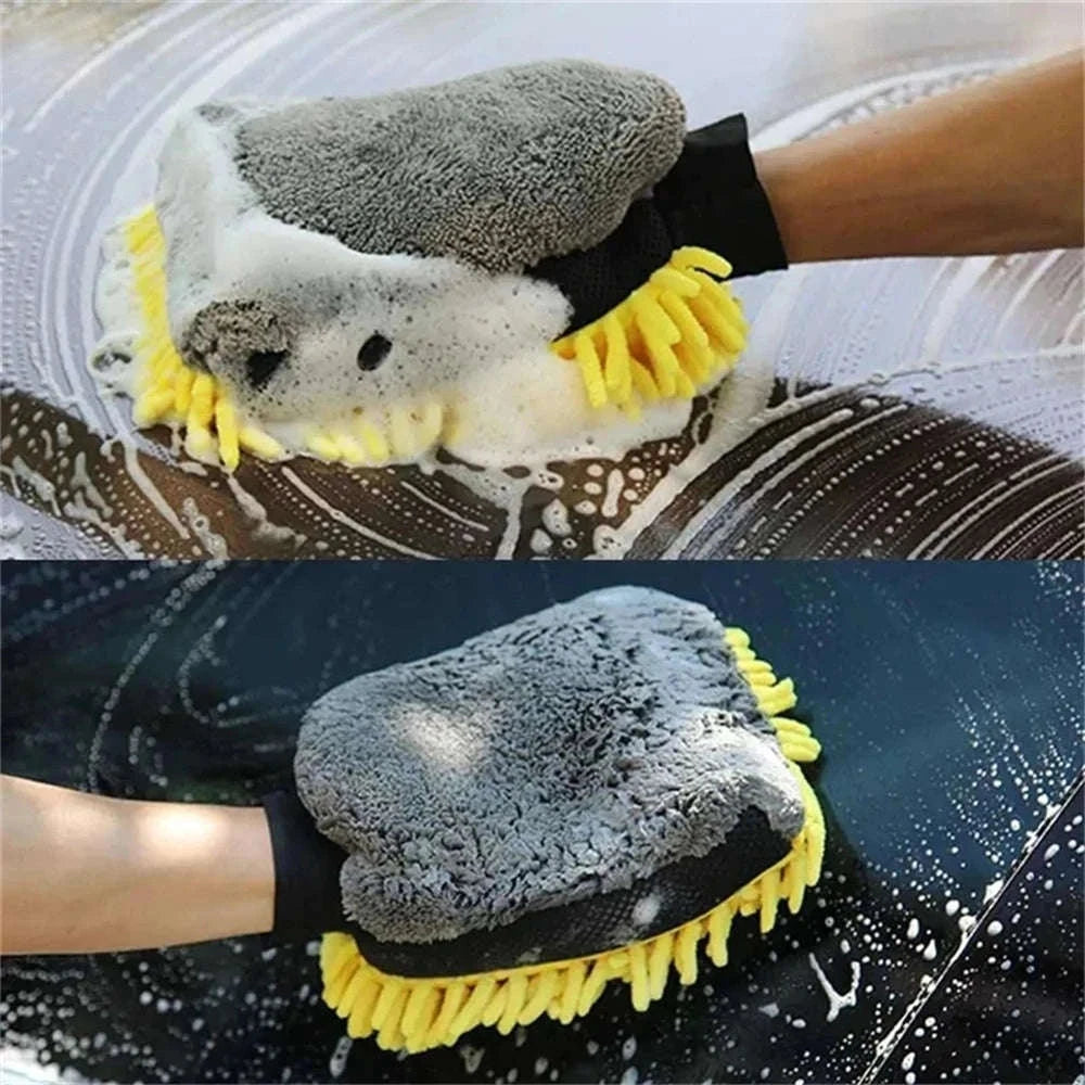 Microfiber Car Washing Gloves – Ultra‑Soft Chenille Mitts-Blue / 3pcs