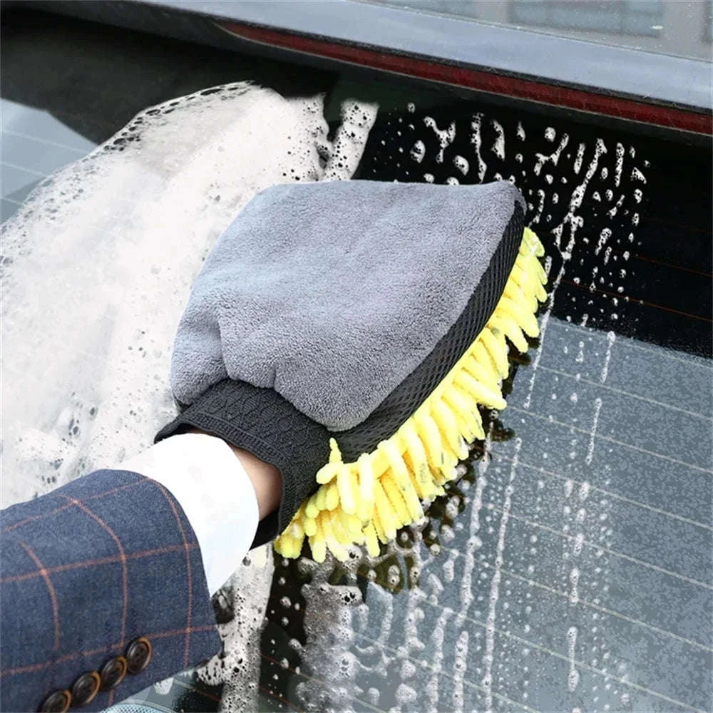 Microfiber Car Washing Gloves – Ultra‑Soft Chenille Mitts-Blue / 3pcs