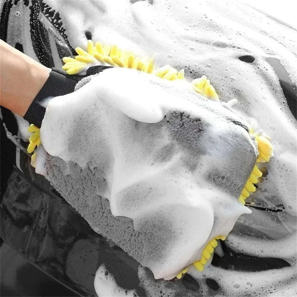 Microfiber Car Washing Gloves – Ultra‑Soft Chenille Mitts-Blue / 3pcs