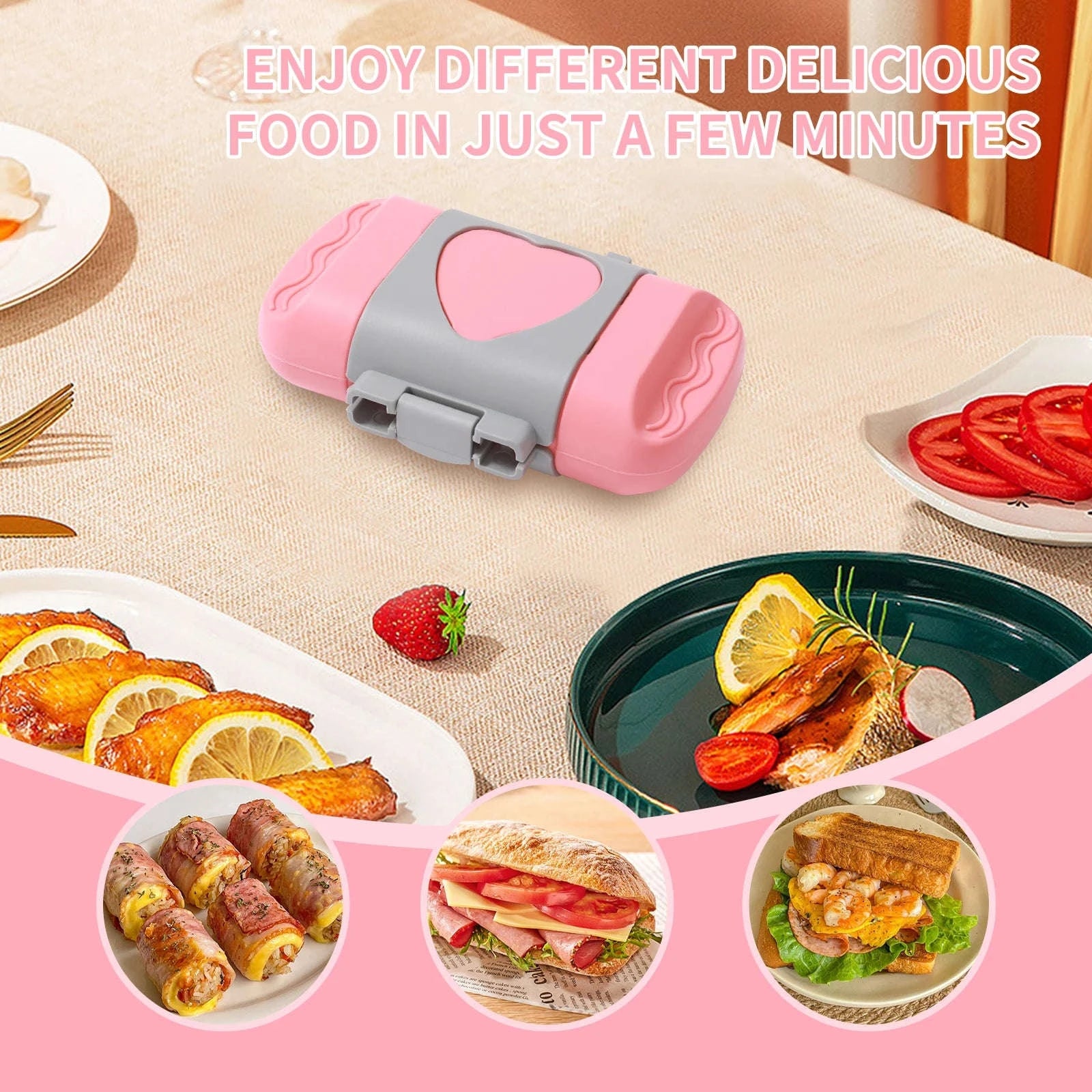 Microwave Sandwich Maker with Recipe Books-Pink