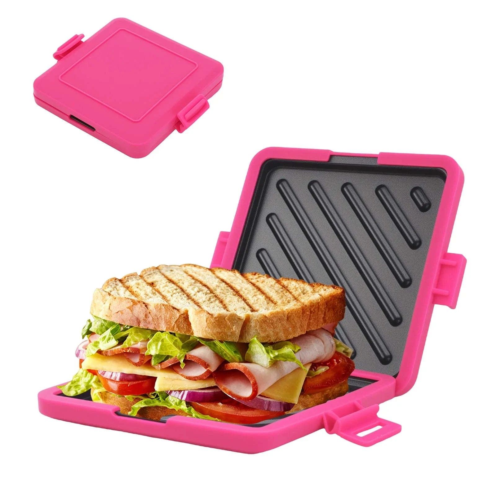 Microwave Sandwich Maker with Recipe Books-Pink