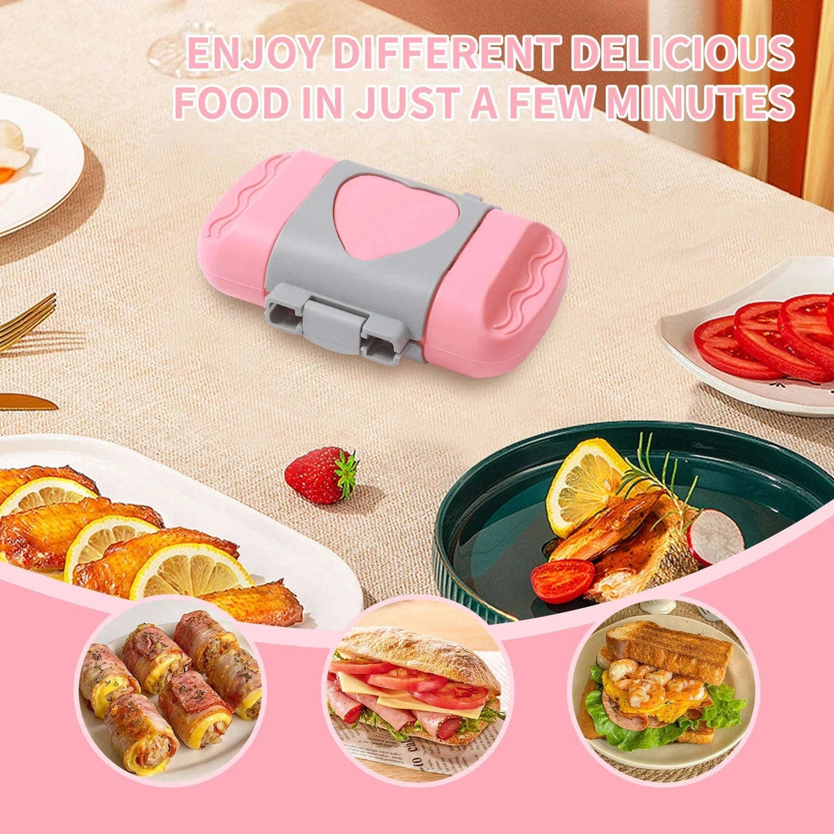 Microwave Sandwich Maker with Recipe Books-Pink