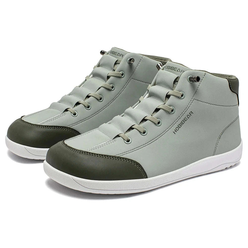 Mid Top Barefoot Shoes Wide Toe Ankle Boots Non-Slip Artificial Leather-Green / 36