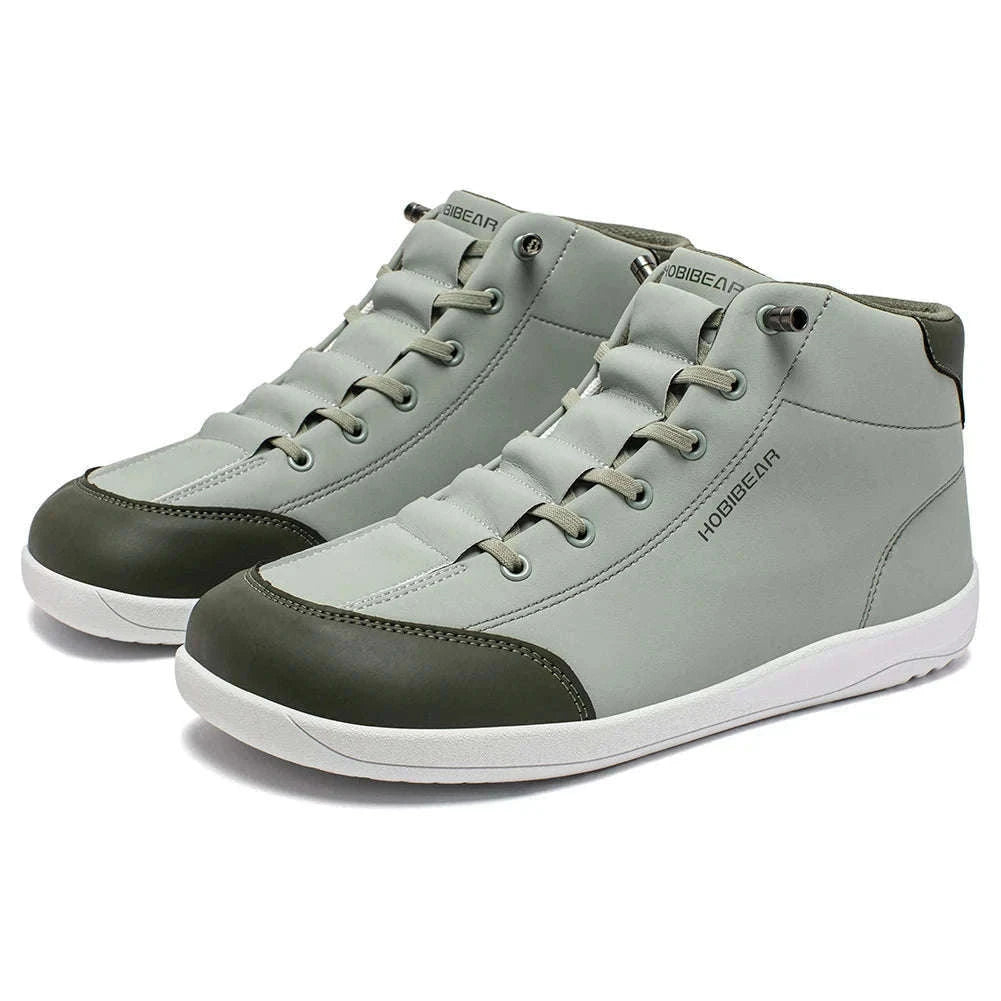 Mid Top Barefoot Shoes Wide Toe Ankle Boots Non-Slip Artificial Leather-Green / 36