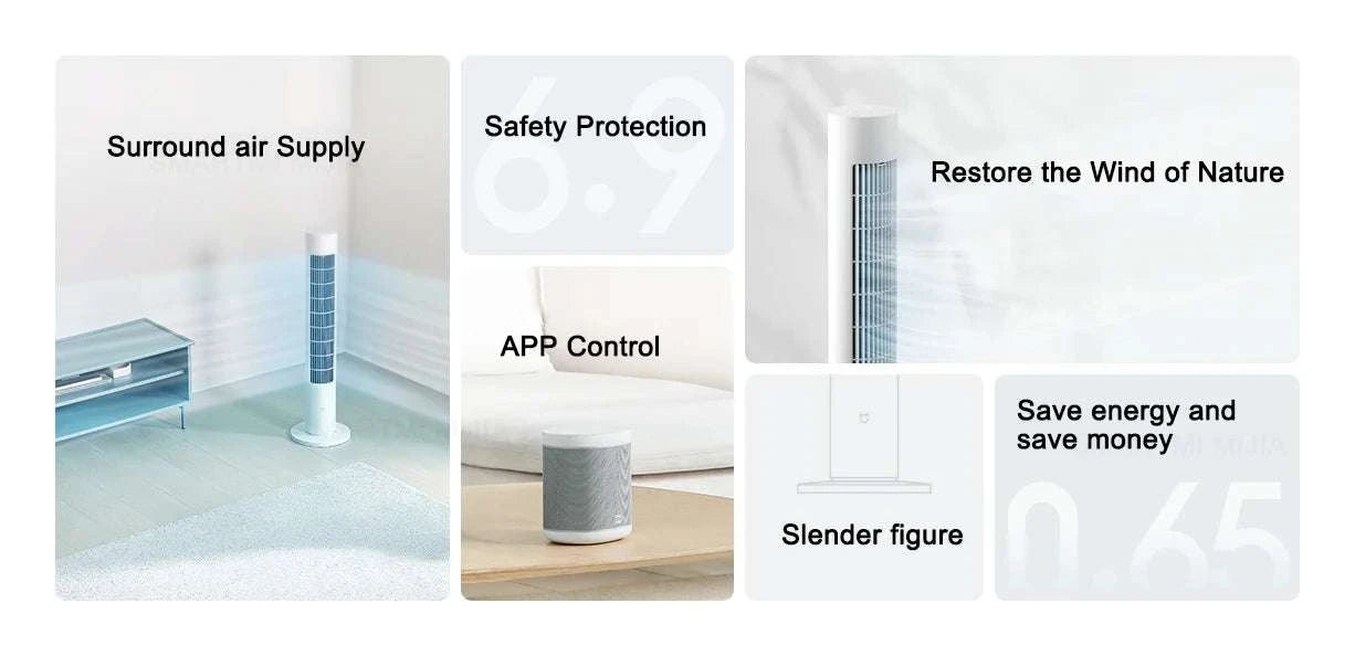 MIJIA Smart Tower Fan 2 with 150° Oscillation & App Control-Tower Fan 2nd / US